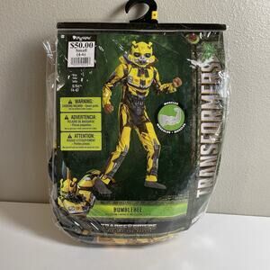 Transformers Bumblebee Costume Boys Sz S 4-6 Padded Jumpsuit Mask Yellow Muscles